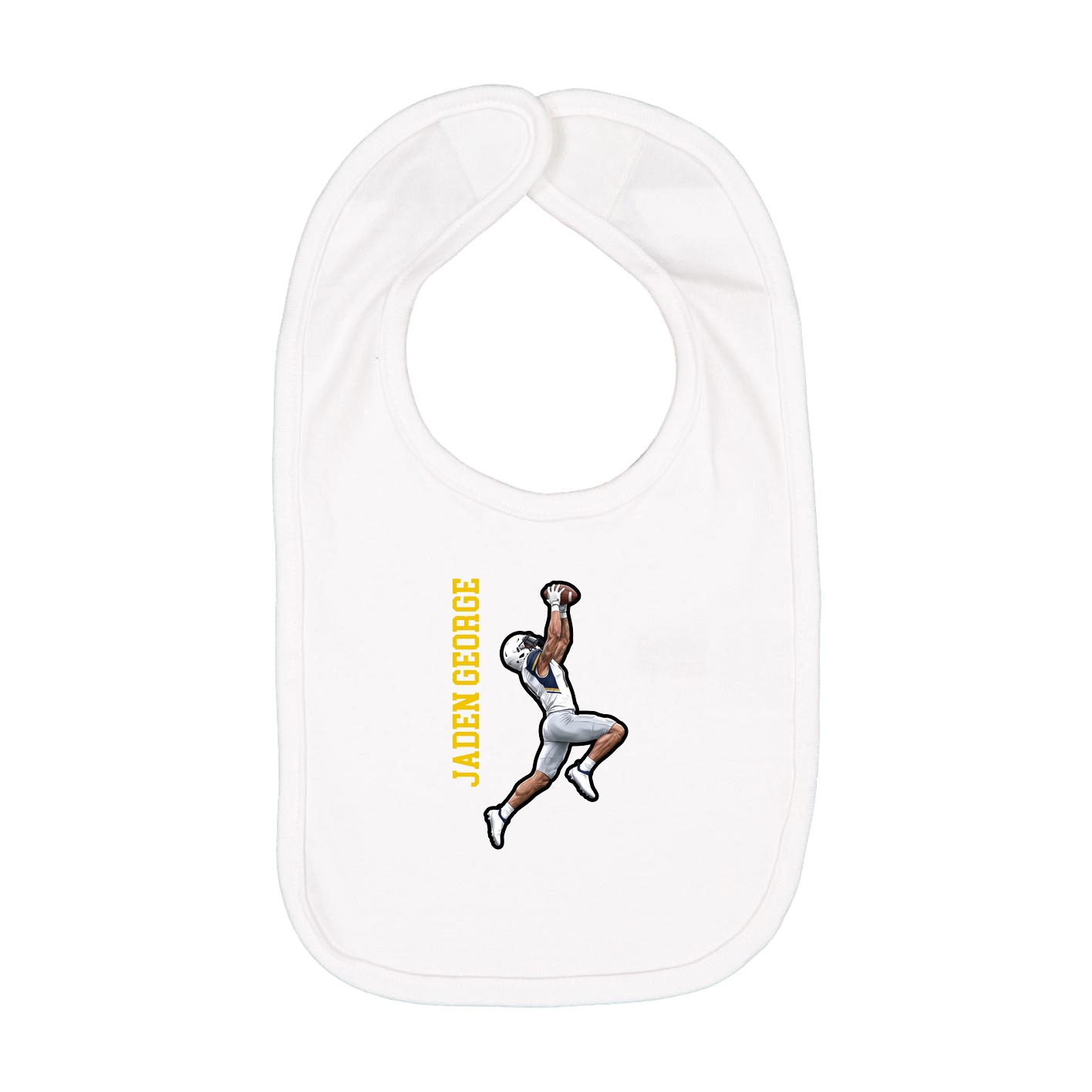 Infant Bib — Name Vertical in White