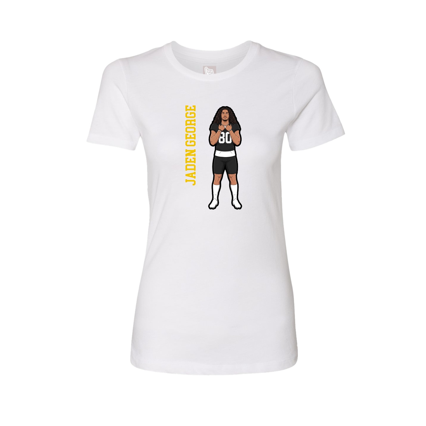 Womens Tee — Name Vertical in White