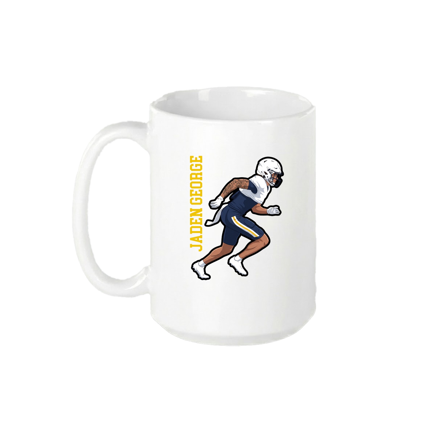 15oz Coffee Mug — Name Vertical in White