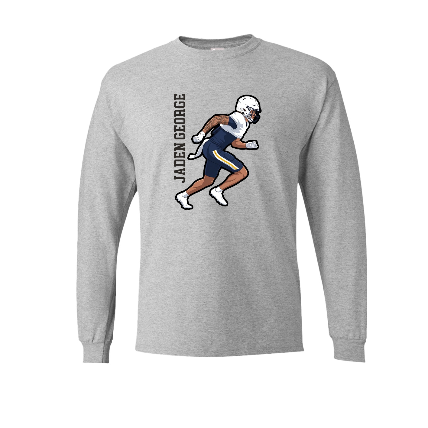 Long Sleeve Tee — Name Vertical in Grey