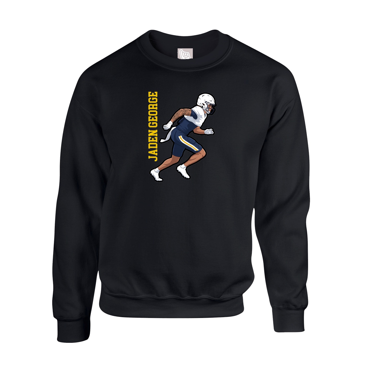 Fleece Crew — Name Vertical in Black