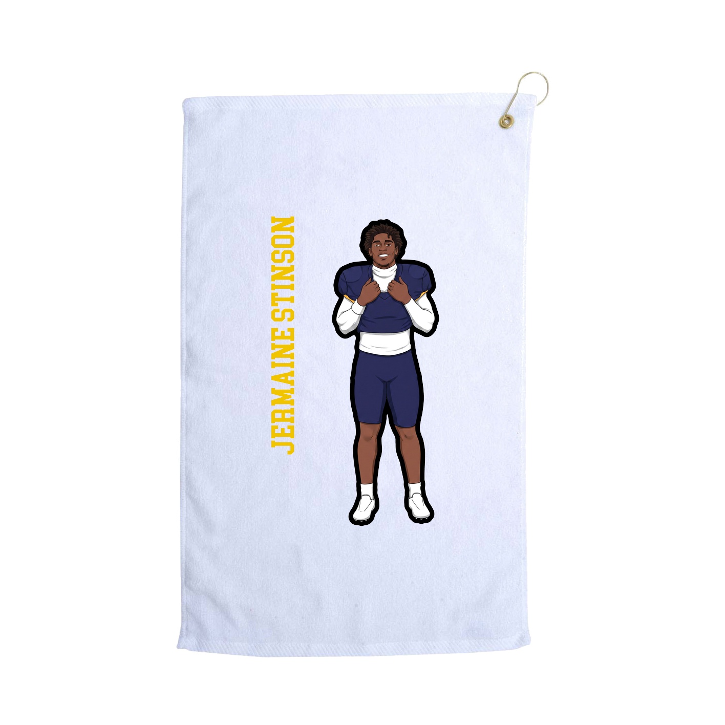 Golf Towel — Name Vertical in White