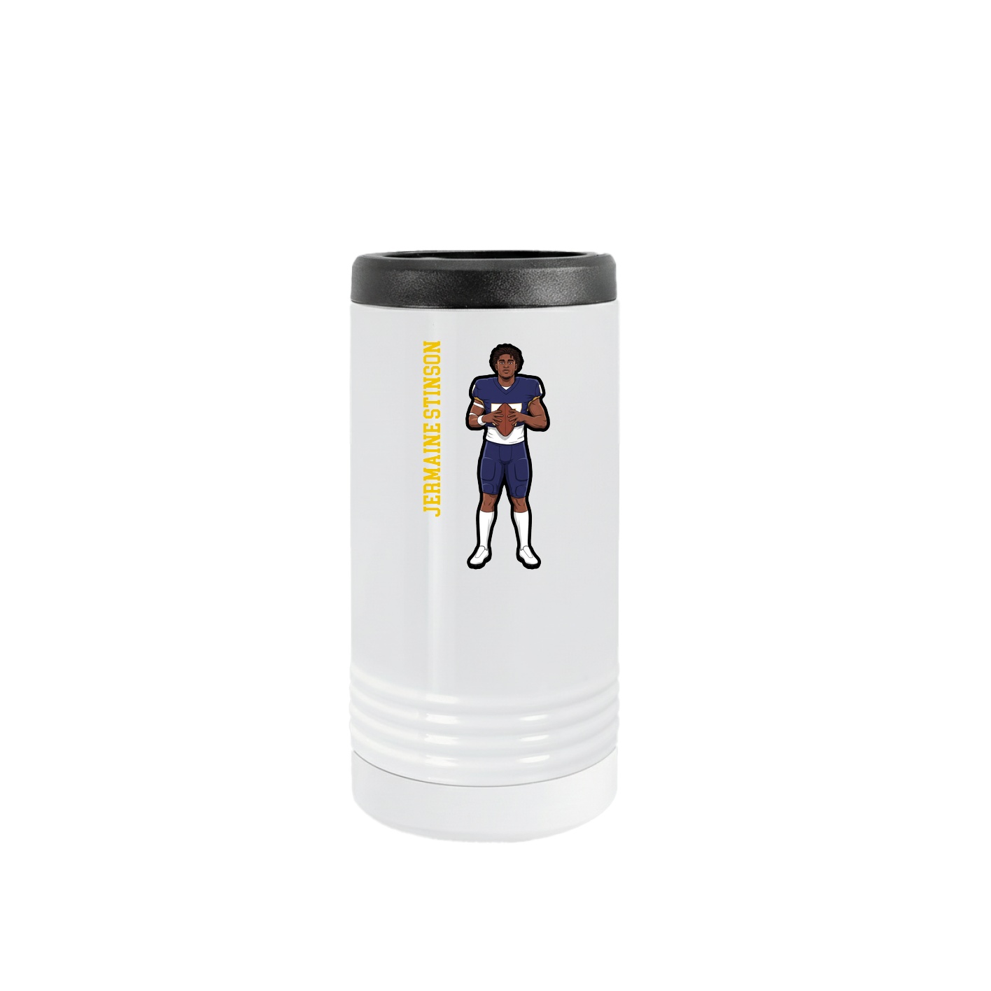 Slim Beverage Holder — Name Vertical in White