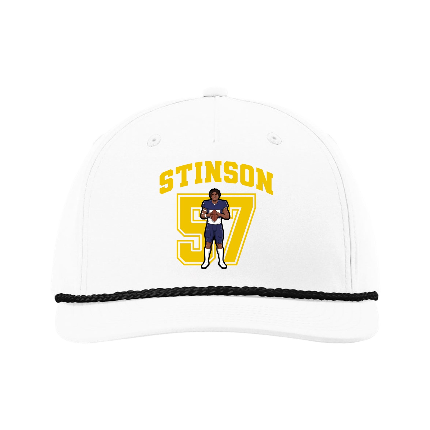 Five-Panel Classic Rope Cap — Number in White