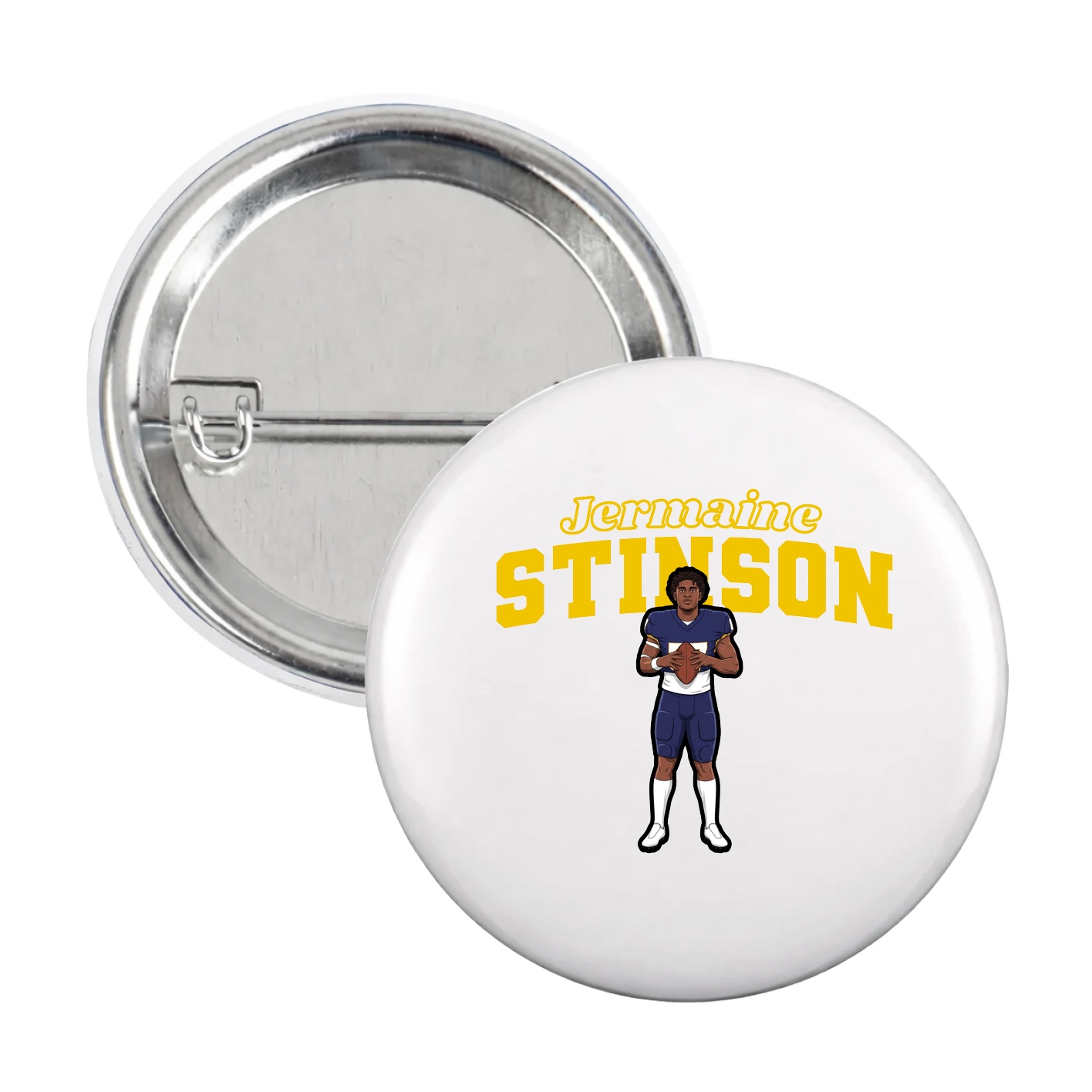 Game Day Button — Name Arch in White