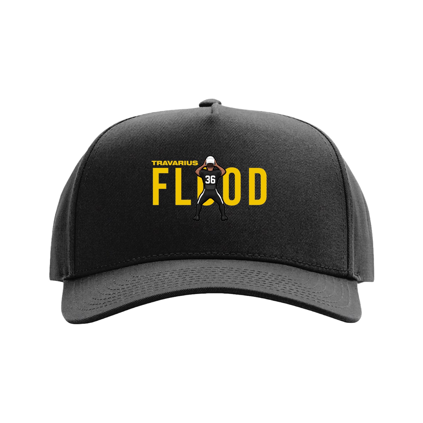 Full Fabric Five-Panel Champ Cap — Player Name in Black
