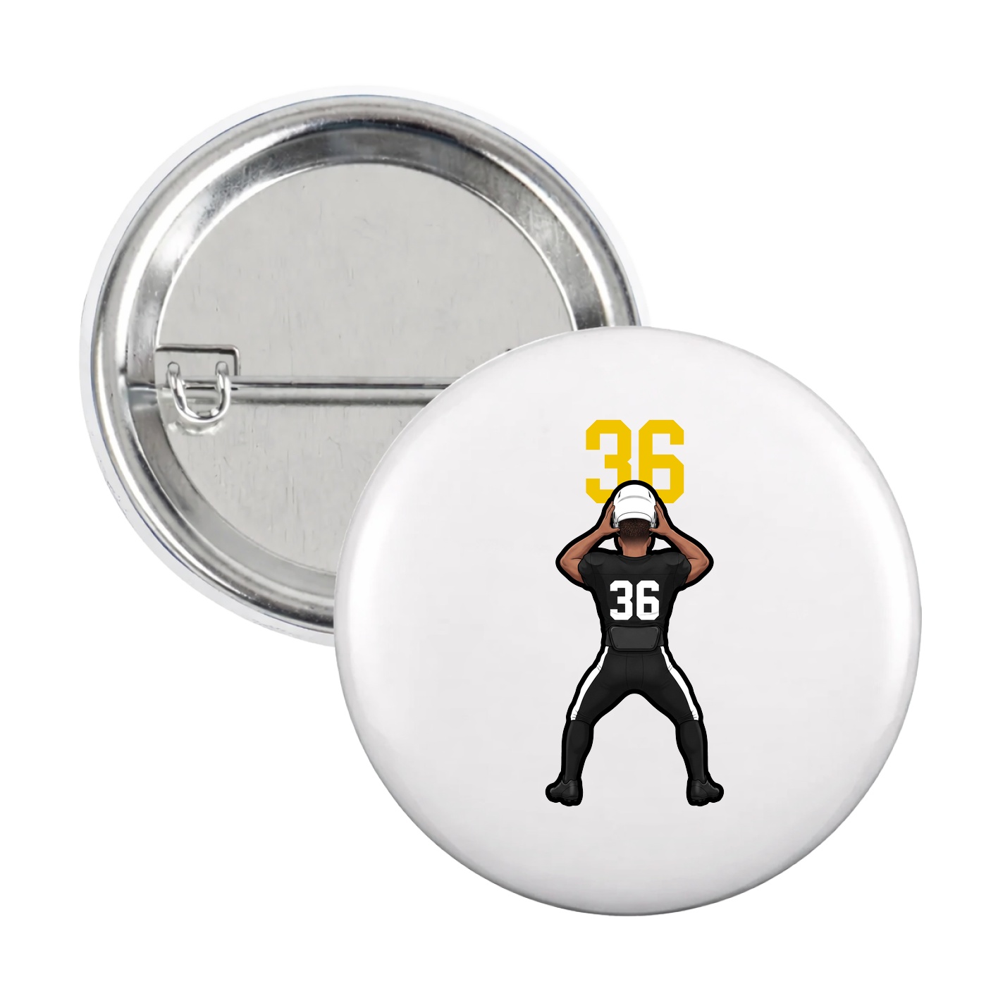 Game Day Button — Number Top in White