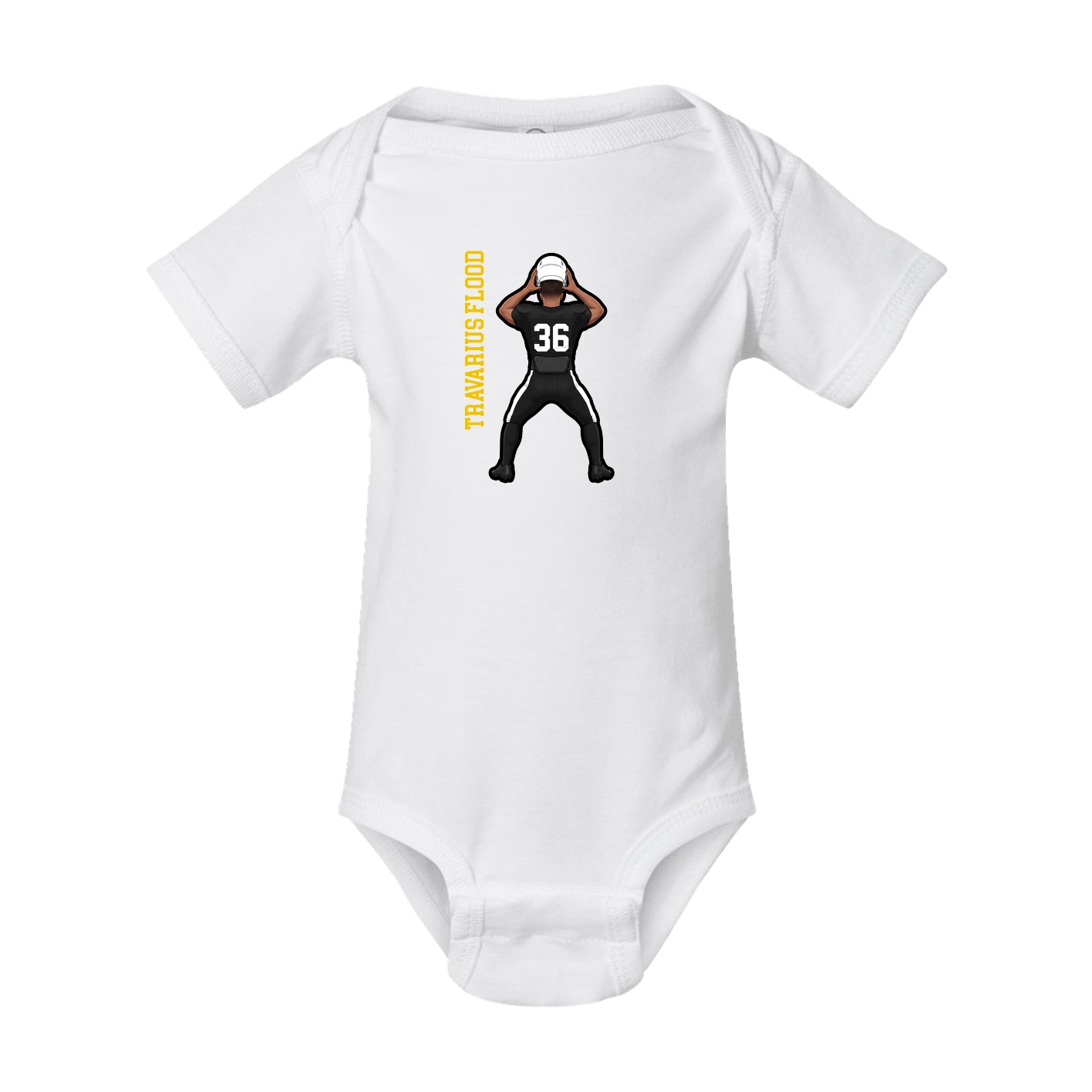 Baby Onesie — Name Vertical in White
