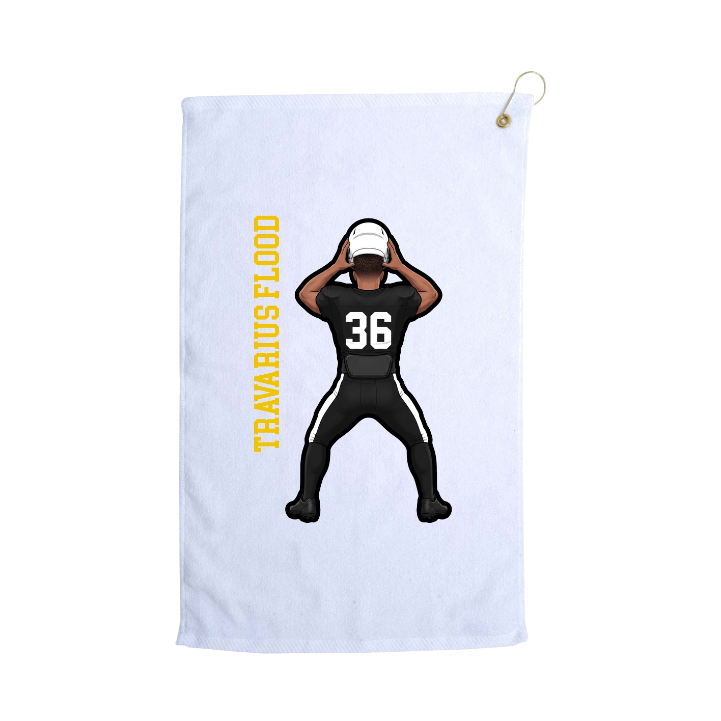 Golf Towel — Name Vertical in White