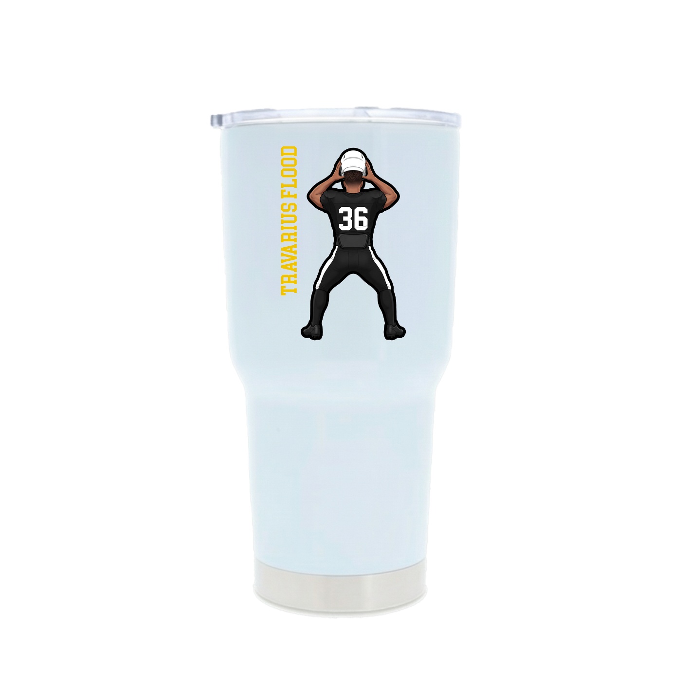 30oz Stainless Steel Tumbler — Name Vertical in White