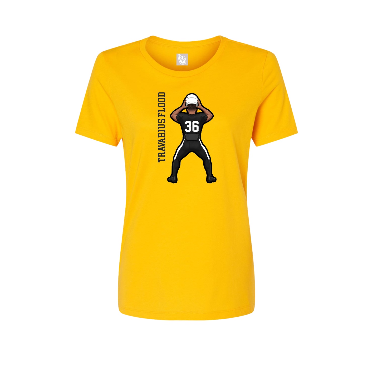 Fitted Women's Tee — Name Vertical in Gold