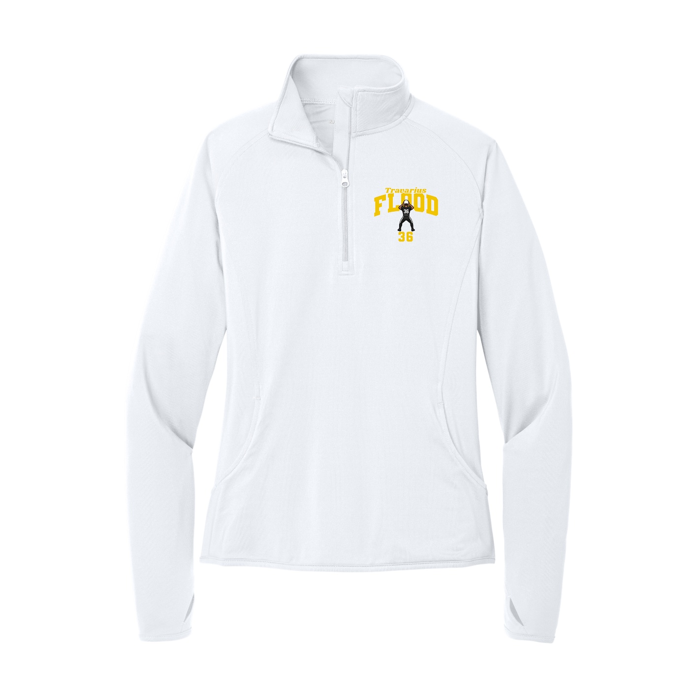 Women's Q-Zip Pullover — Signature Arch in White