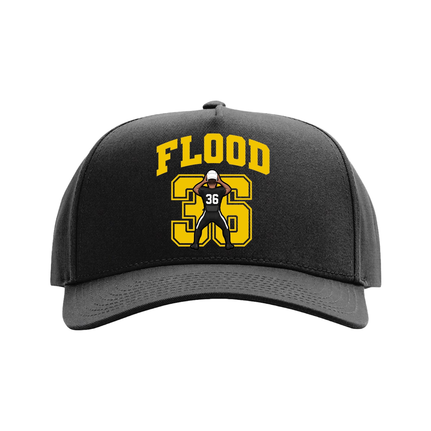 Full Fabric Five-Panel Champ Cap — Number in Black