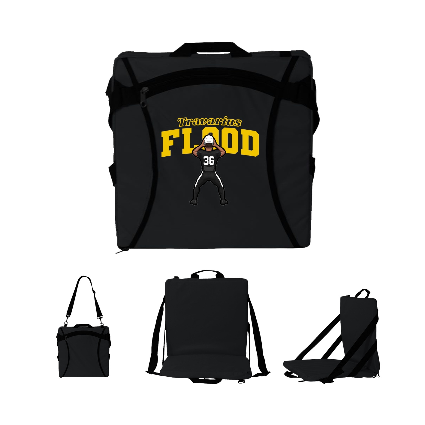 Folding Stadium Seat — Name Arch in Black