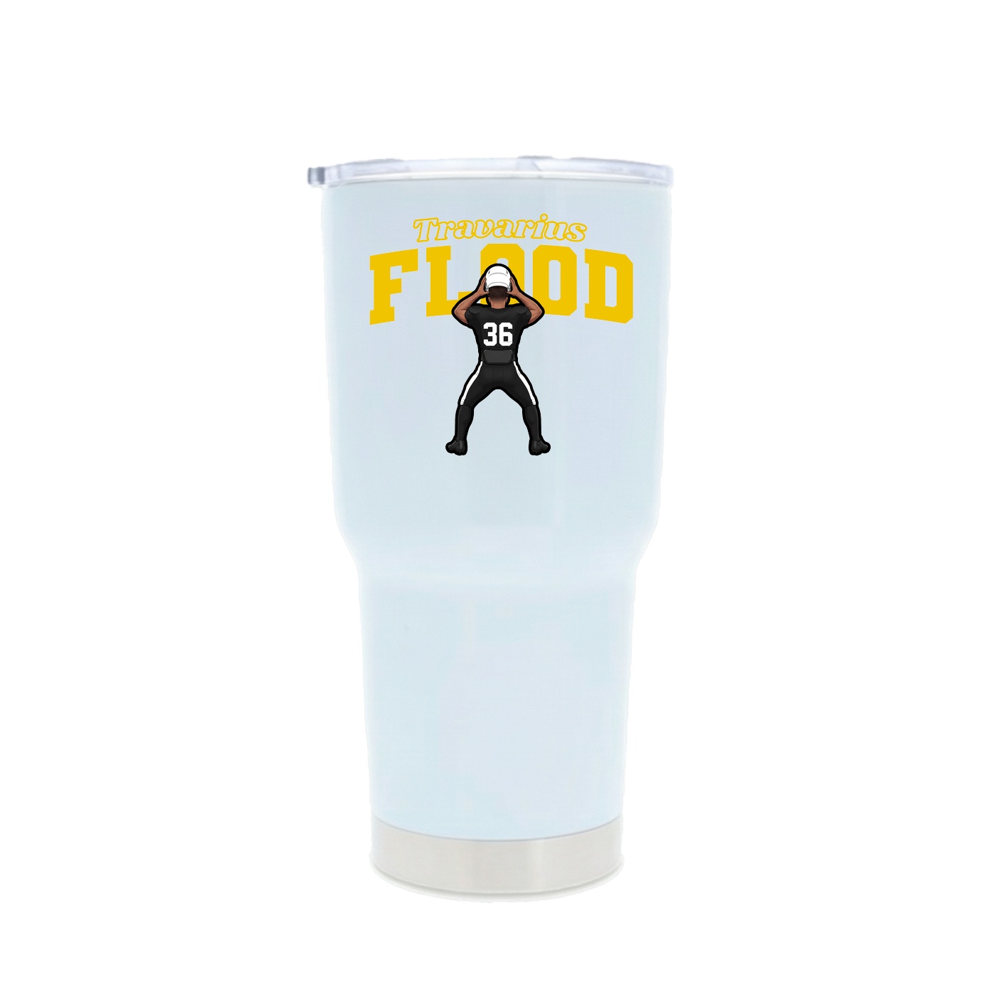 30oz Stainless Steel Tumbler — Name Arch in White
