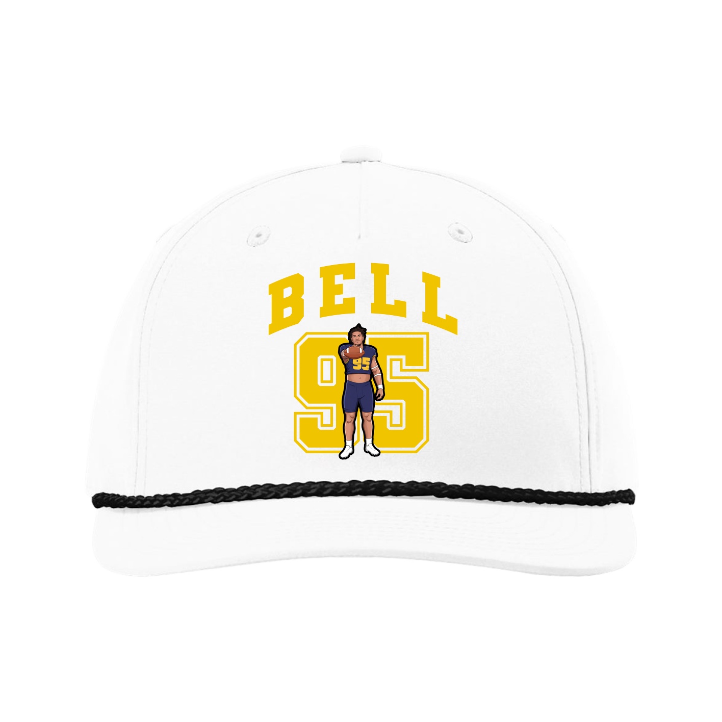 Five-Panel Classic Rope Cap — Number in White