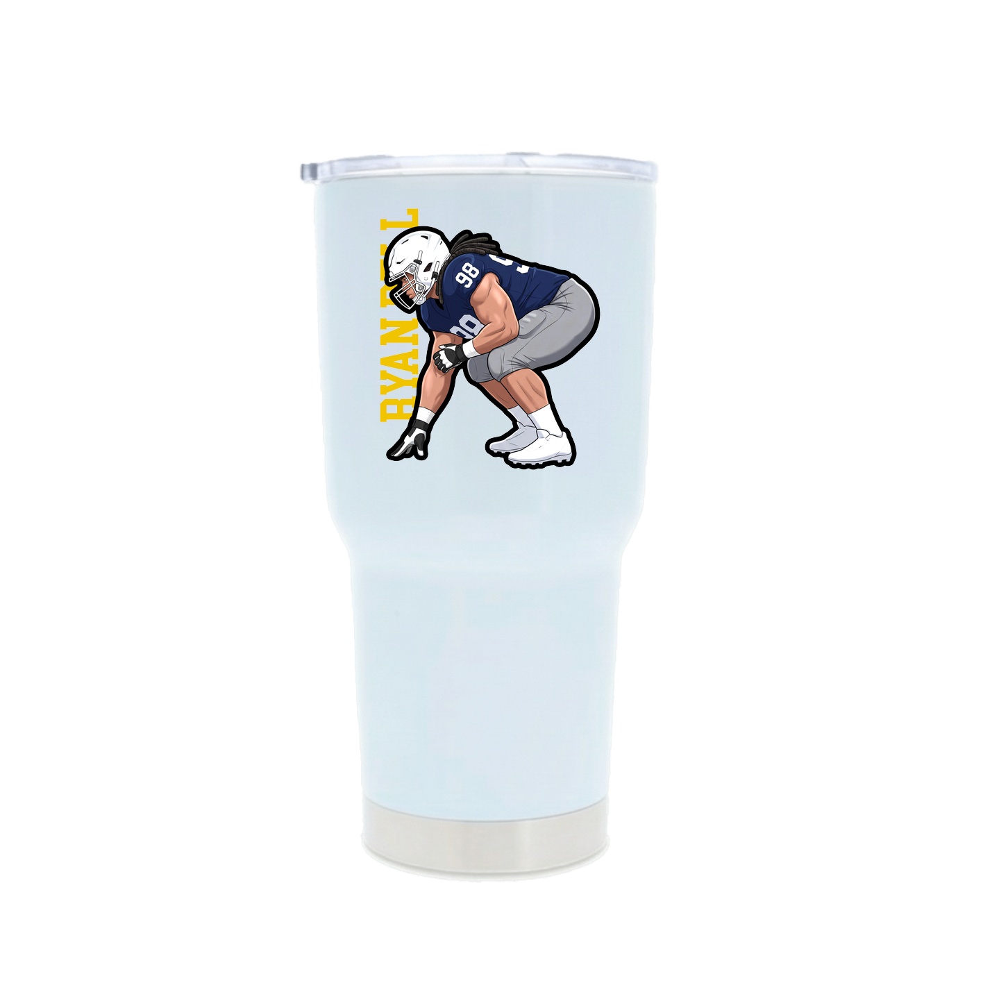 30oz Stainless Steel Tumbler — Name Vertical in White