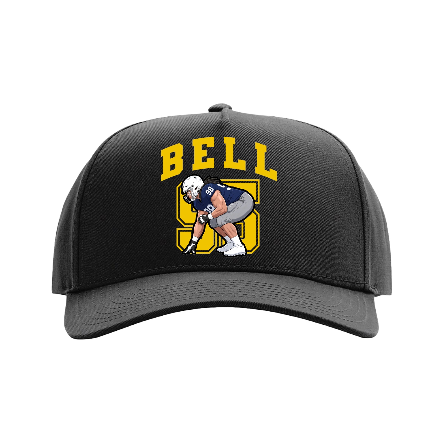 Full Fabric Five-Panel Champ Cap — Number in Black