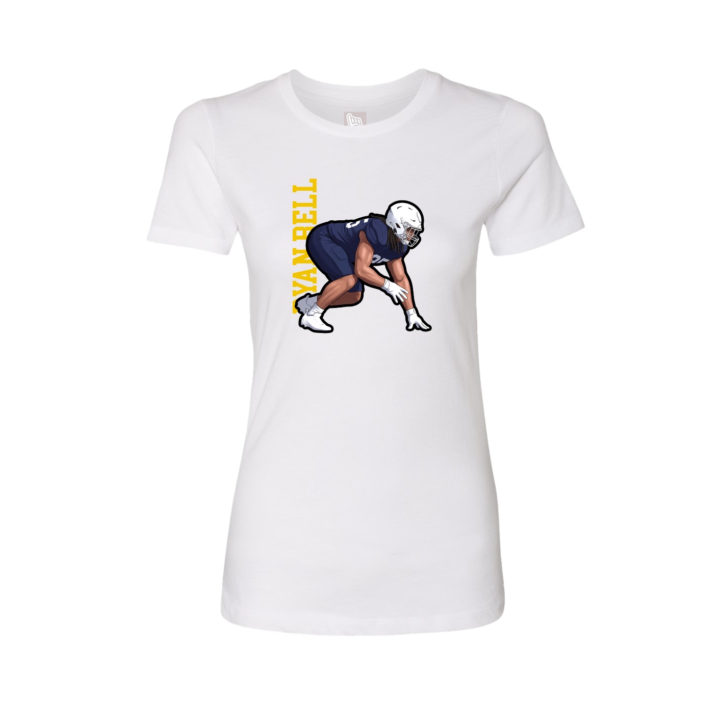 Fitted Women's Tee — Name Vertical in White