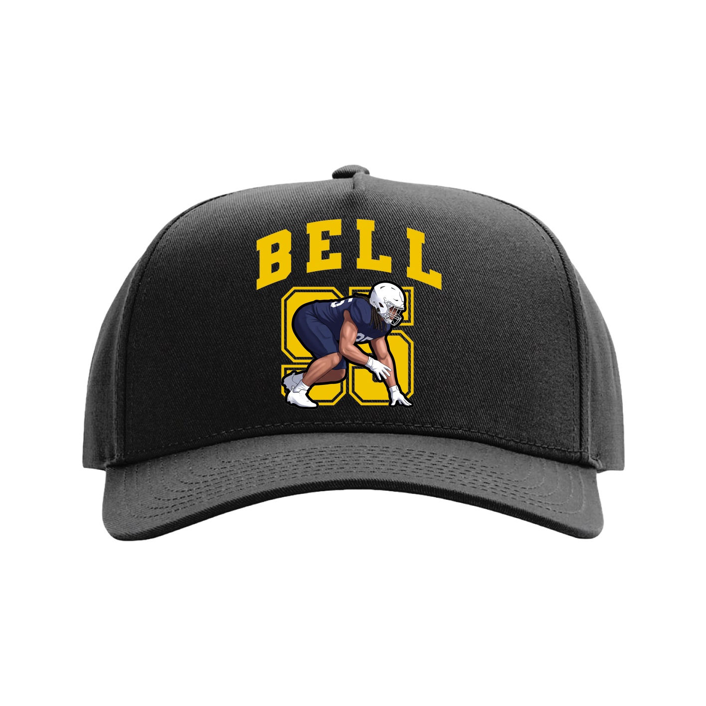 Full Fabric Five-Panel Champ Cap — Number in Black