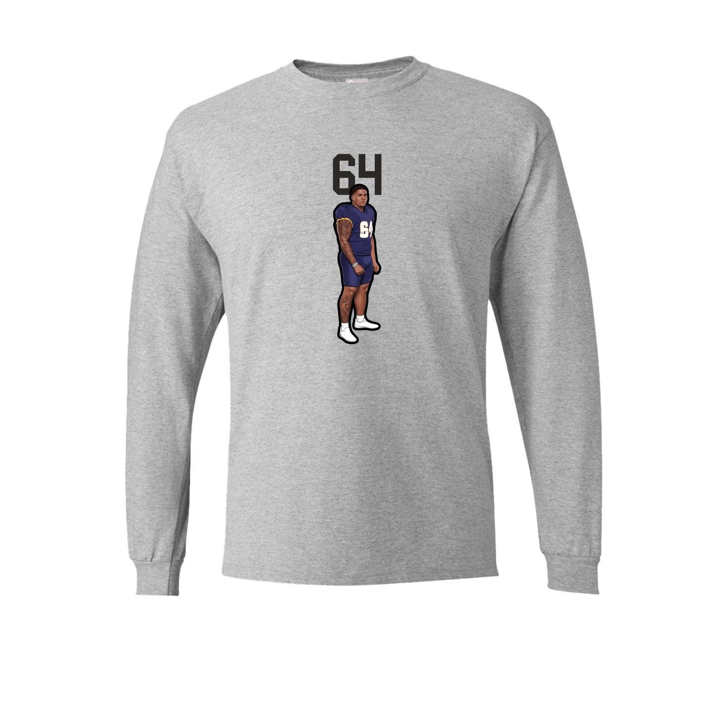 Long Sleeve Tee — Number Top in Grey