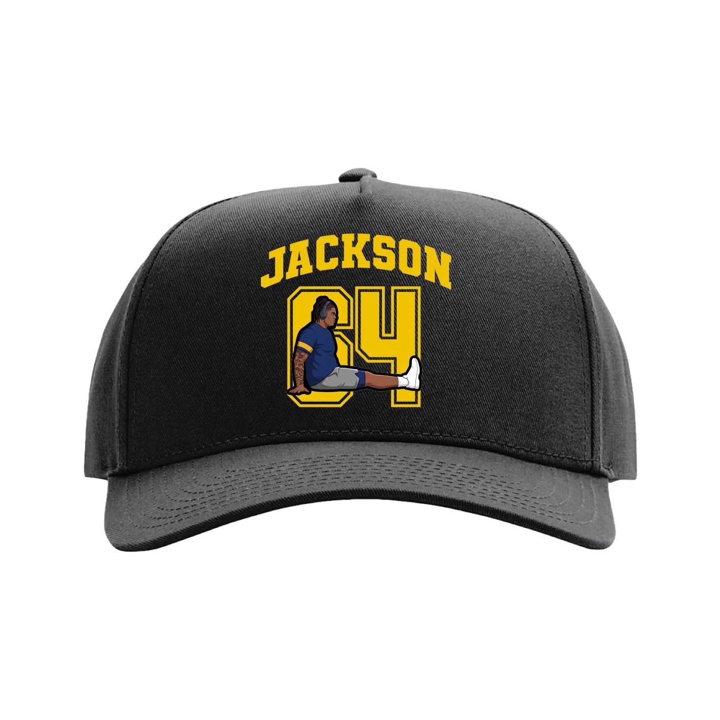 Full Fabric Five-Panel Champ Cap — Number in Black