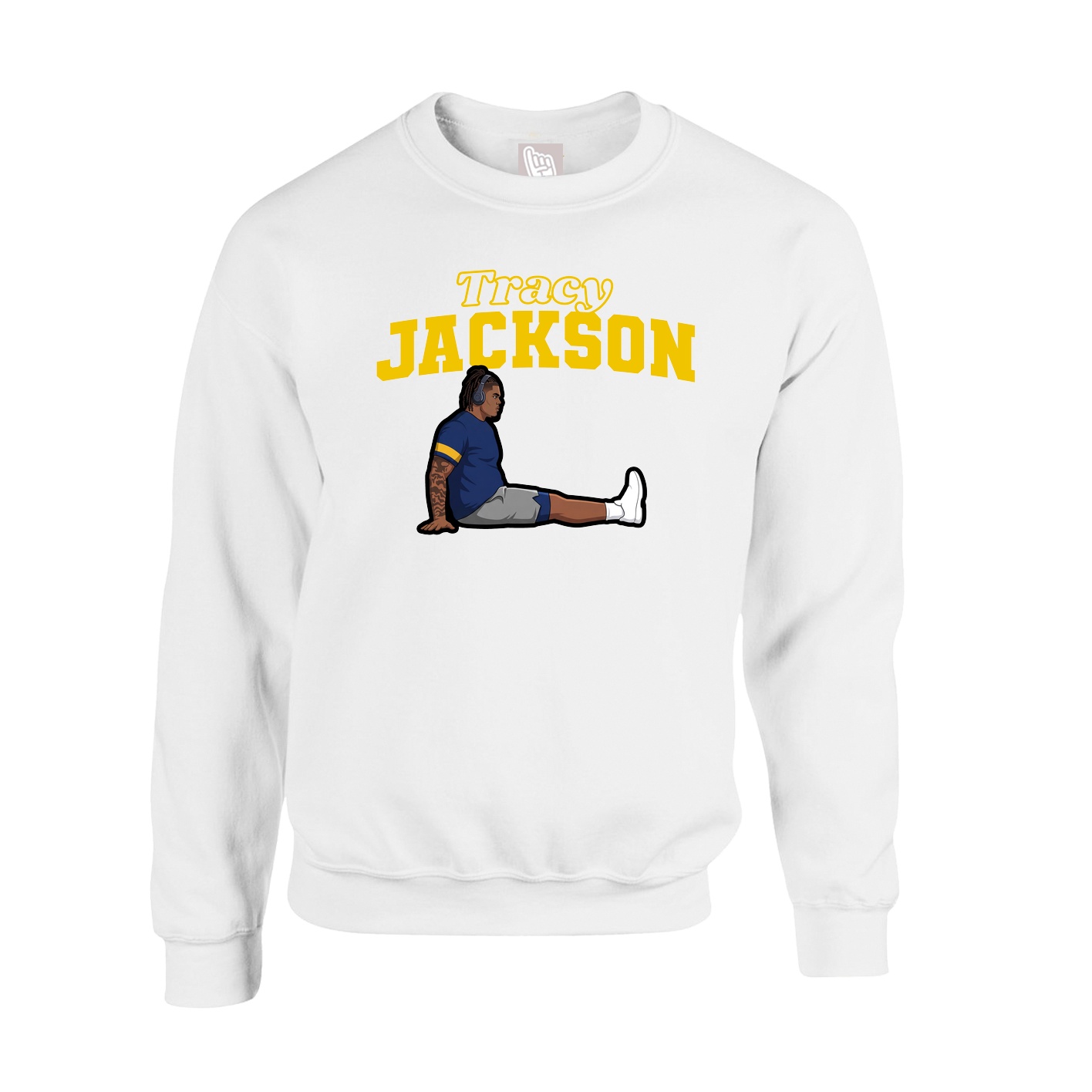 Fleece Crew — Name Arch in White