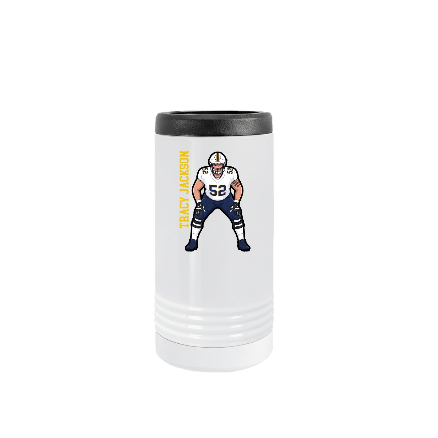 Slim Beverage Holder — Name Vertical in White
