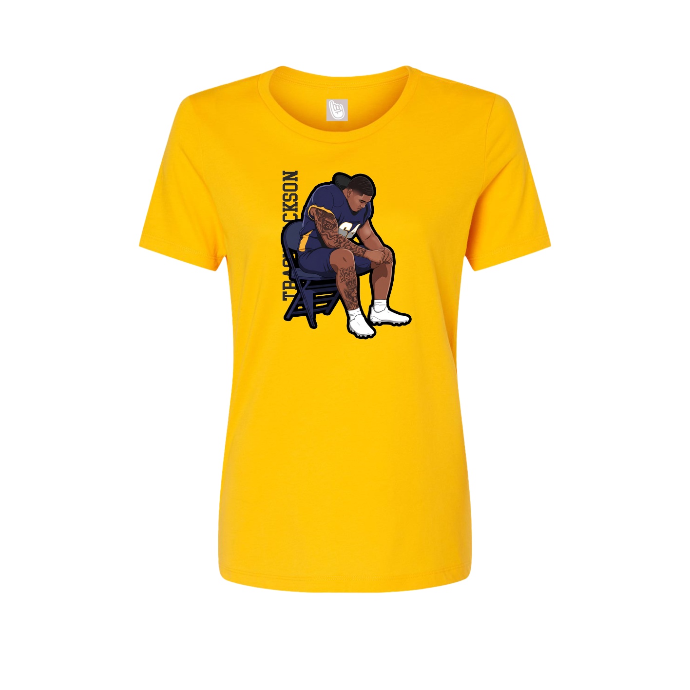 Fitted Women's Tee — Name Vertical in Gold
