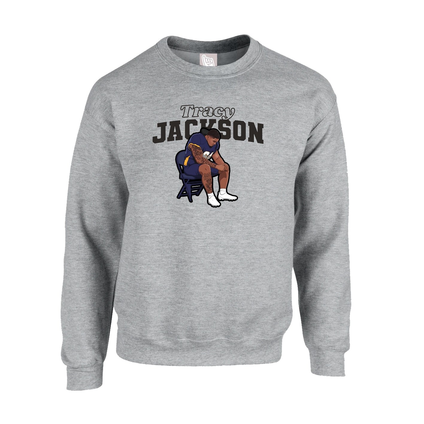 Fleece Crew — Name Arch in Grey