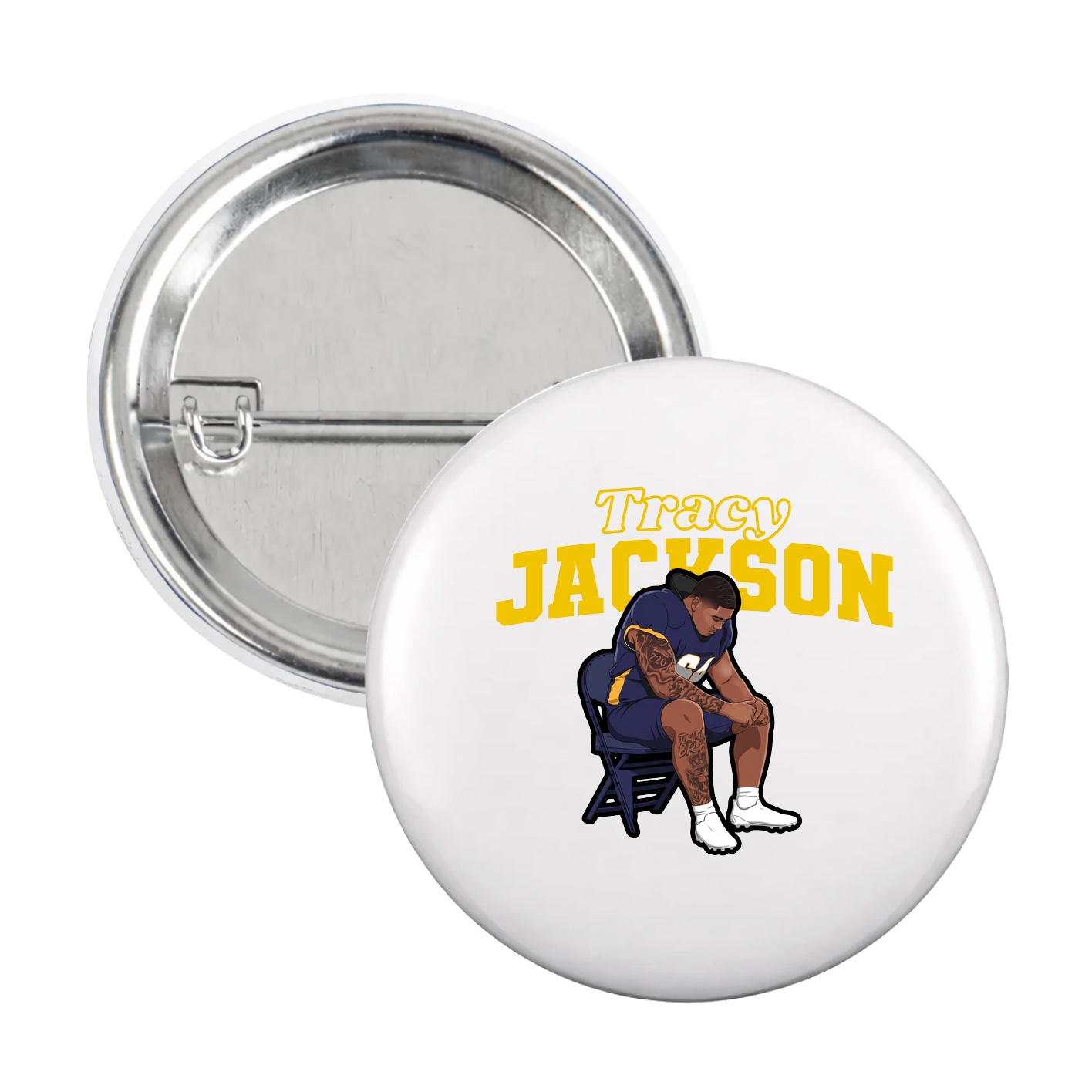 Game Day Button — Name Arch in White