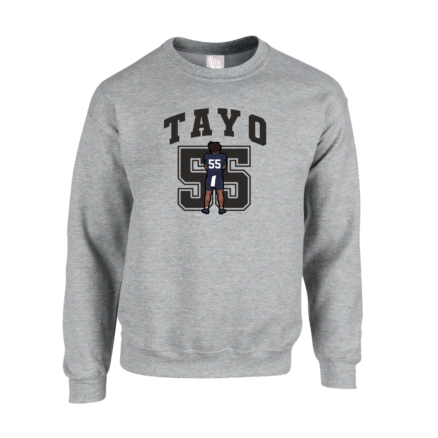 Fleece Crew — Number in Grey