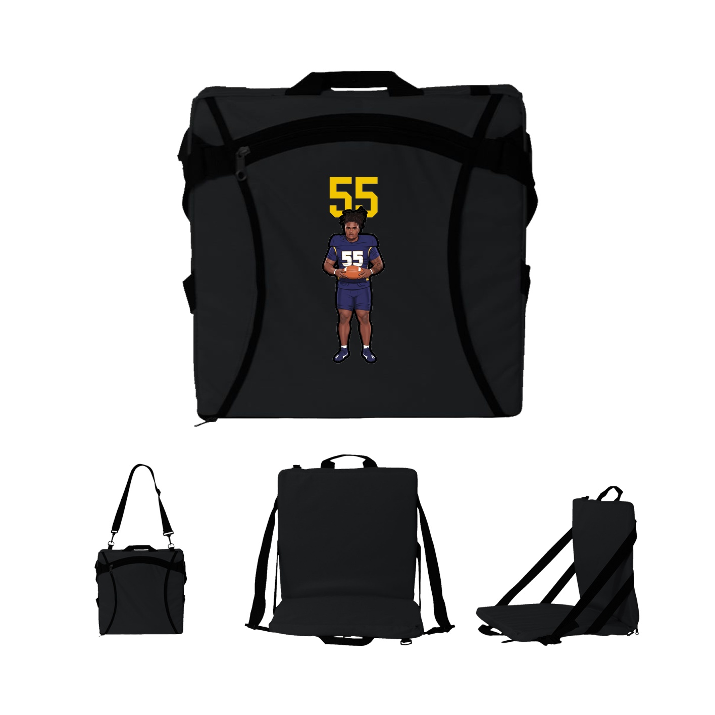 Folding Stadium Seat — Number Top in Black