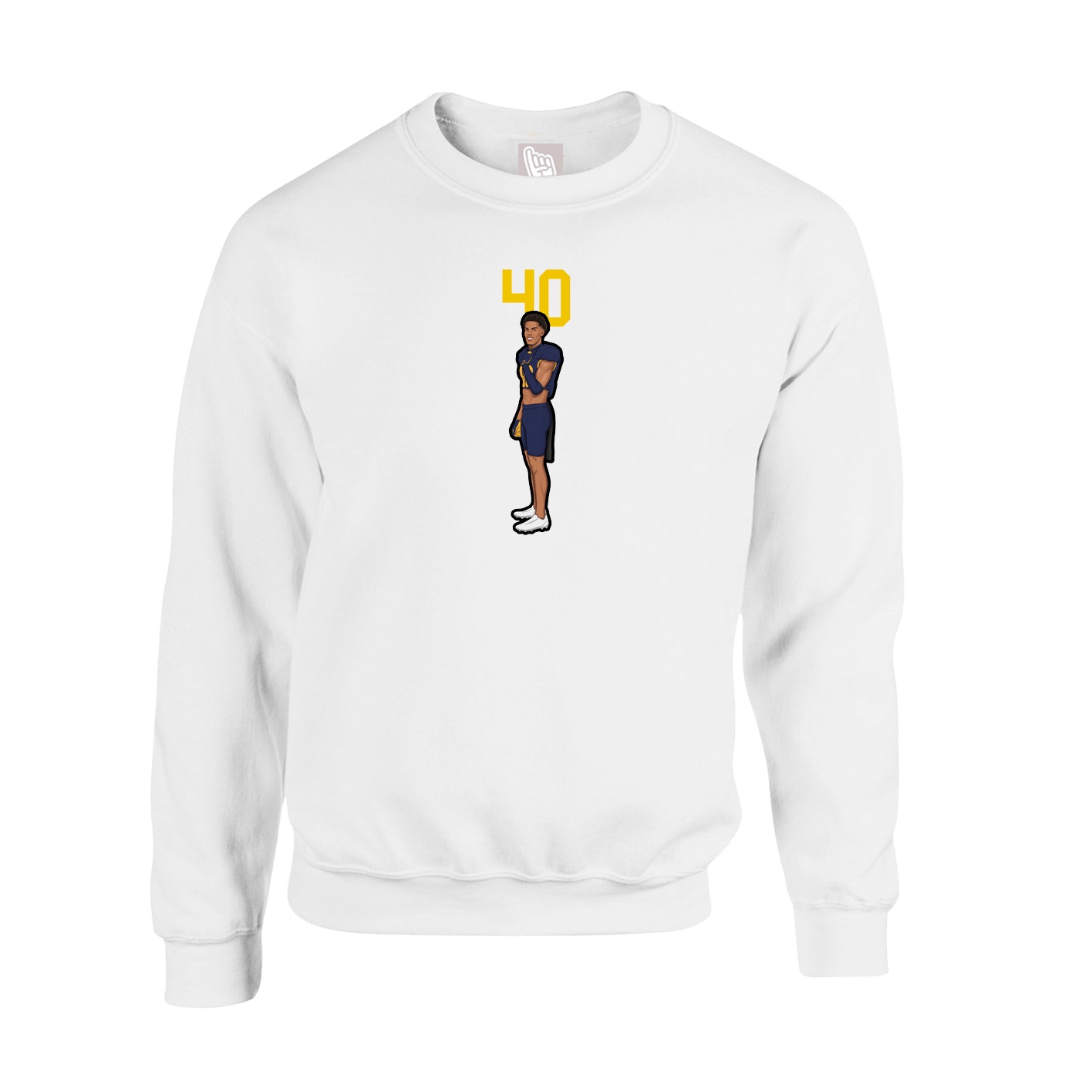 Fleece Crew — Number Top in White