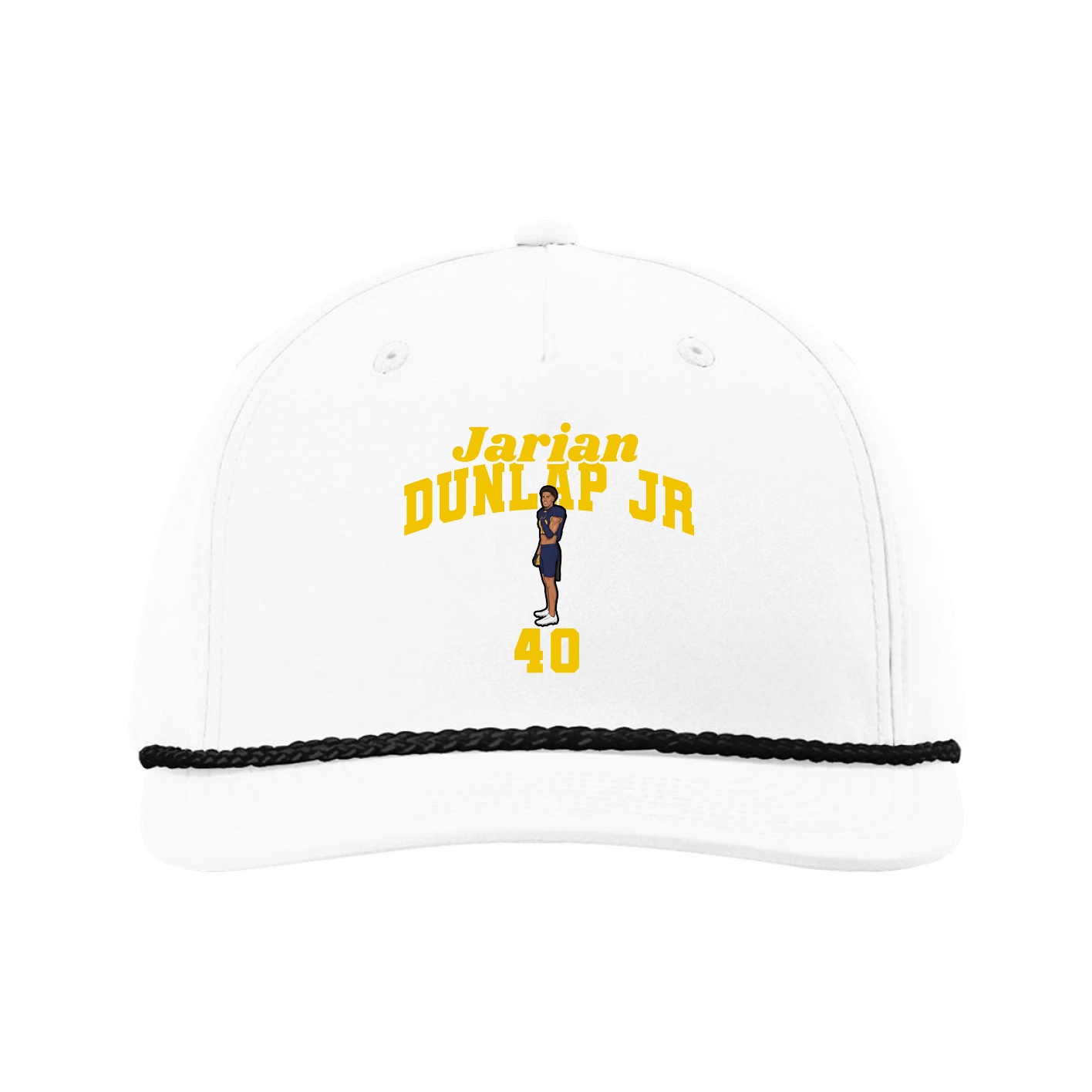 Five-Panel Classic Rope Cap — Signature Arch in White