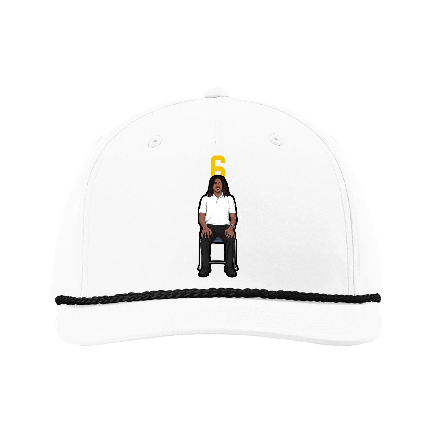 Five-Panel Classic Rope Cap — Number Top in White