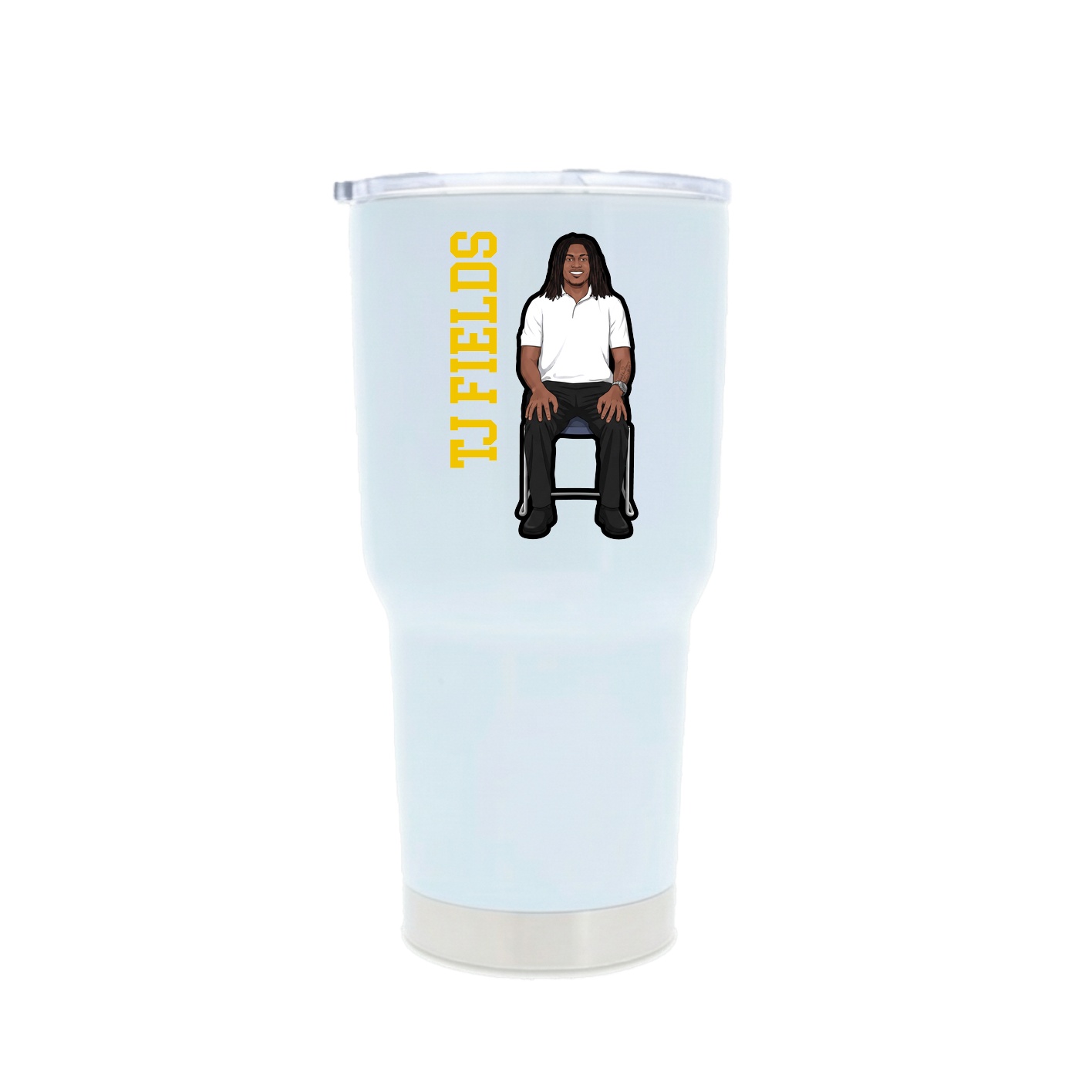 30oz Stainless Steel Tumbler — Name Vertical in White