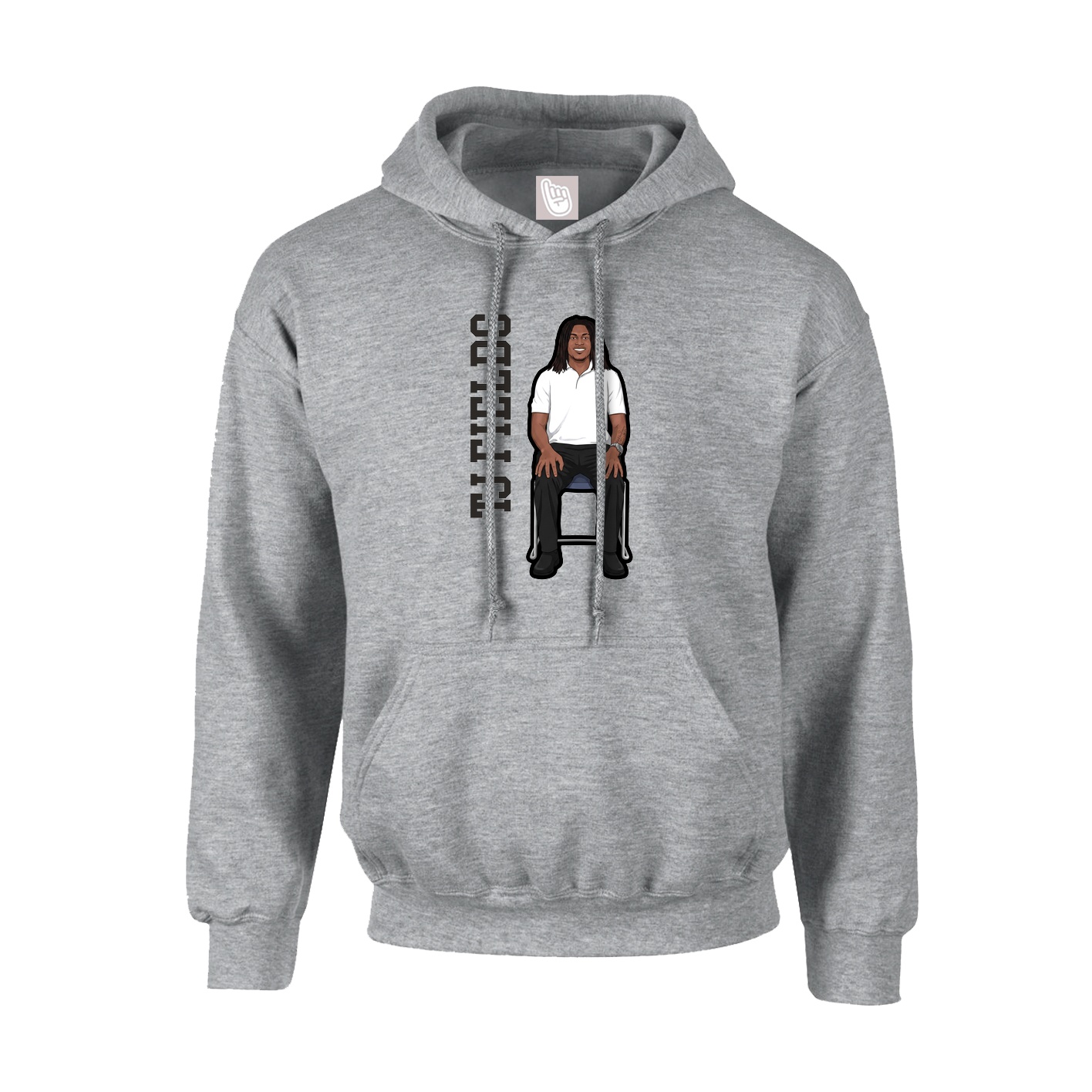 Hoodie — Name Vertical in Grey