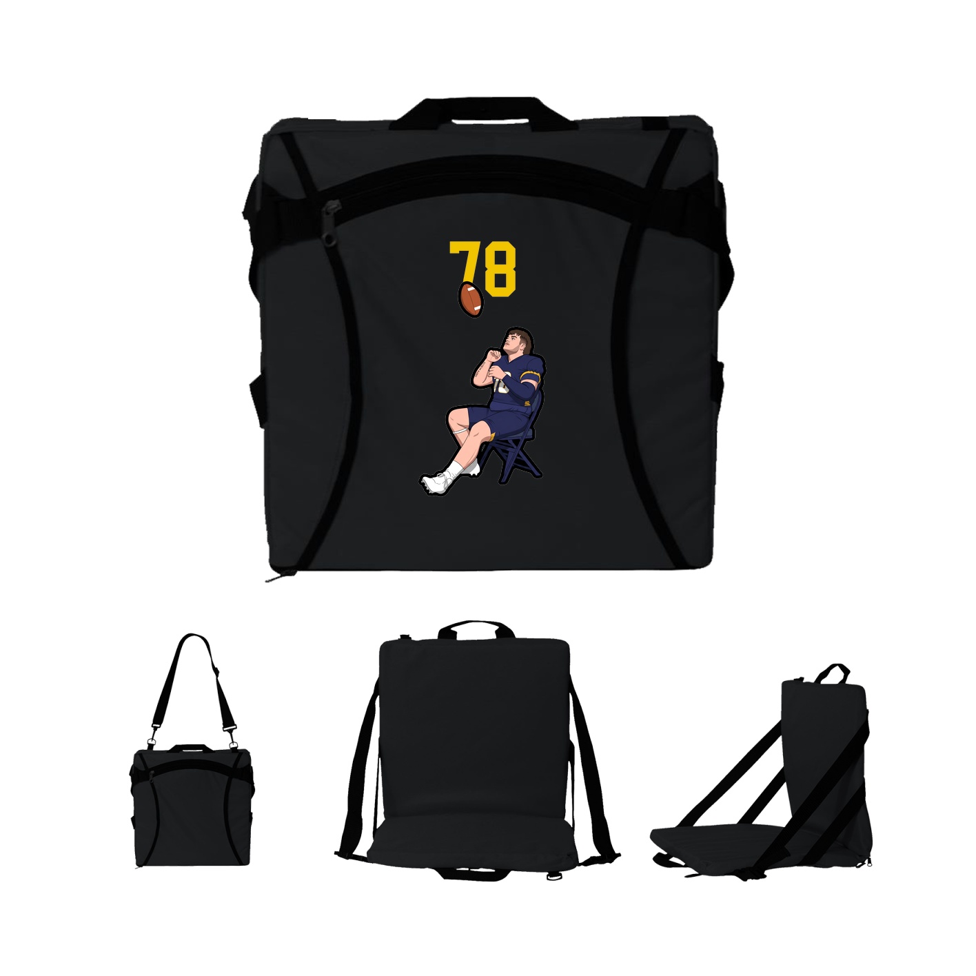 Folding Stadium Seat — Number Top in Black