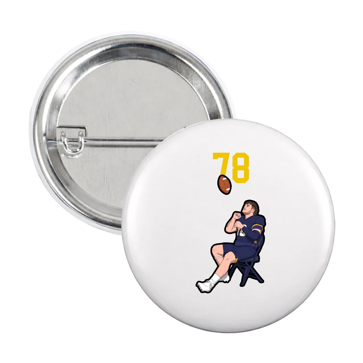 Game Day Button — Number Top in White