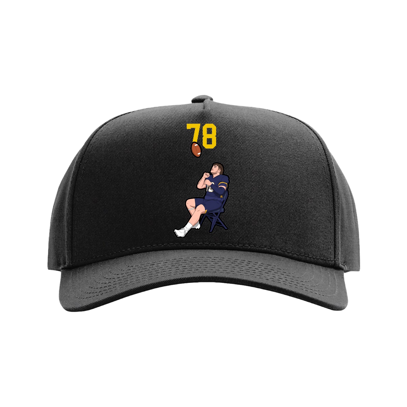Full Fabric Five-Panel Champ Cap — Number Top in Black
