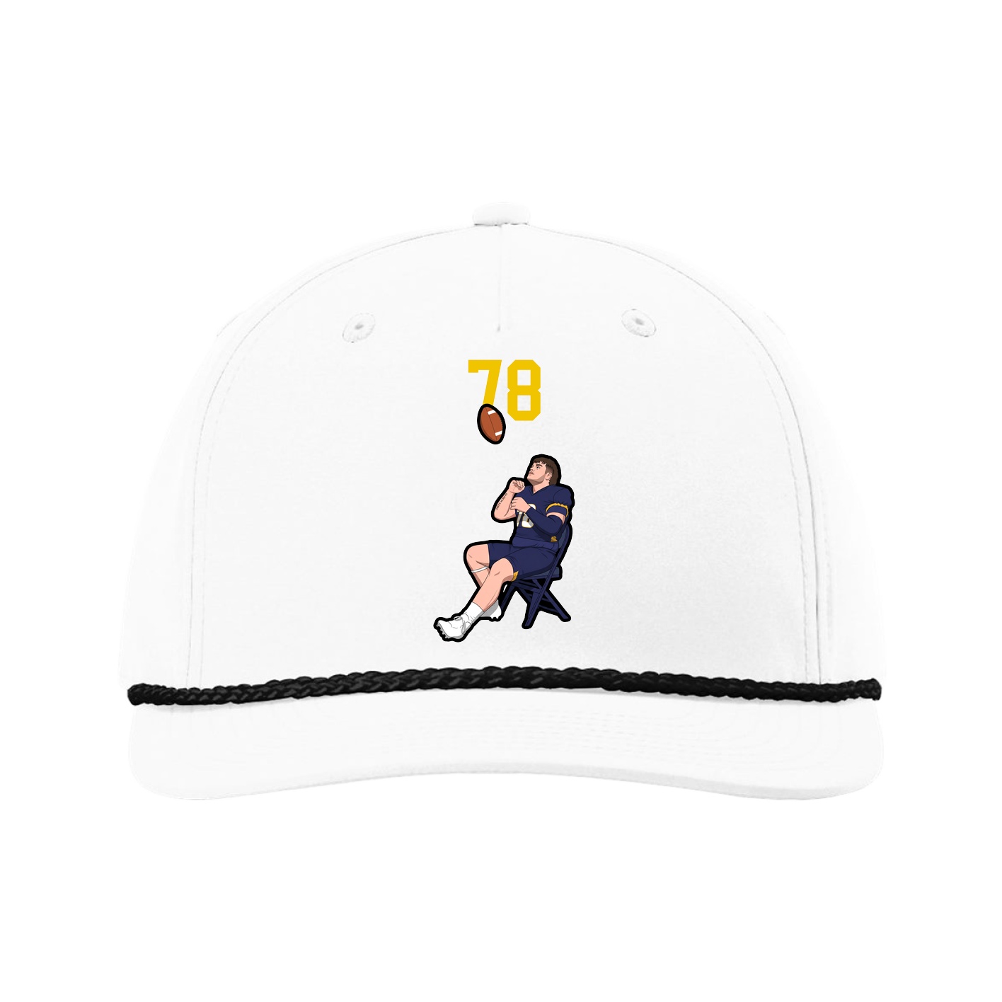 Five-Panel Classic Rope Cap — Number Top in White