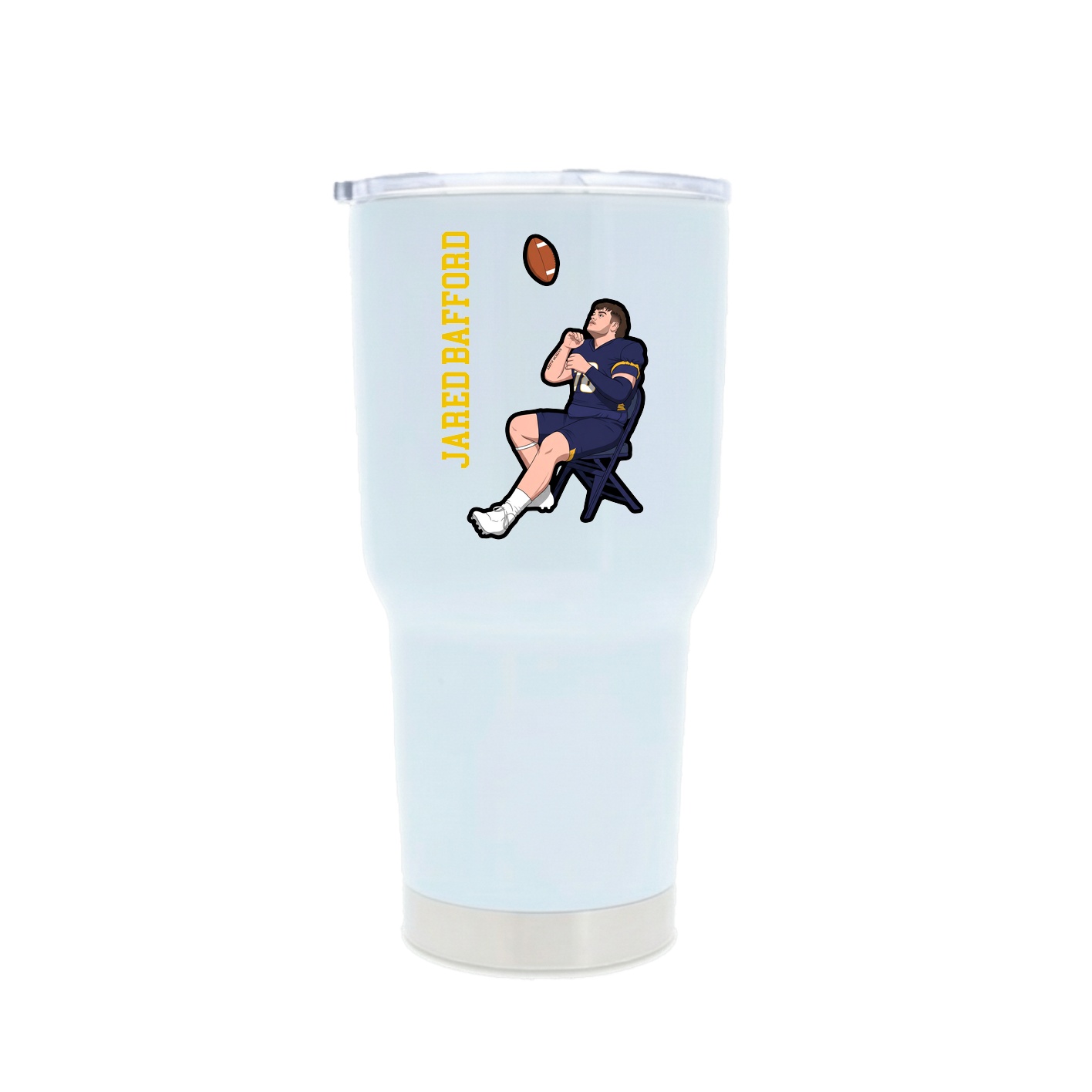 30oz Stainless Steel Tumbler — Name Vertical in White