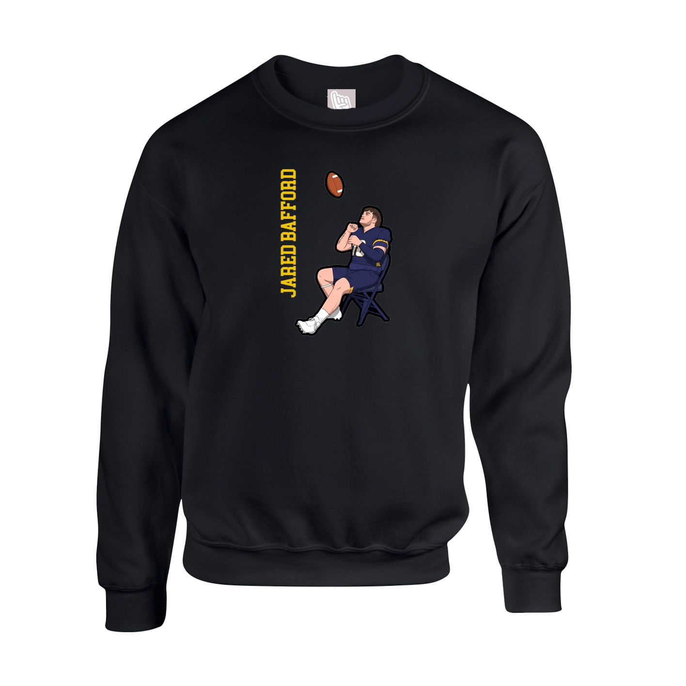 Fleece Crew — Name Vertical in Black