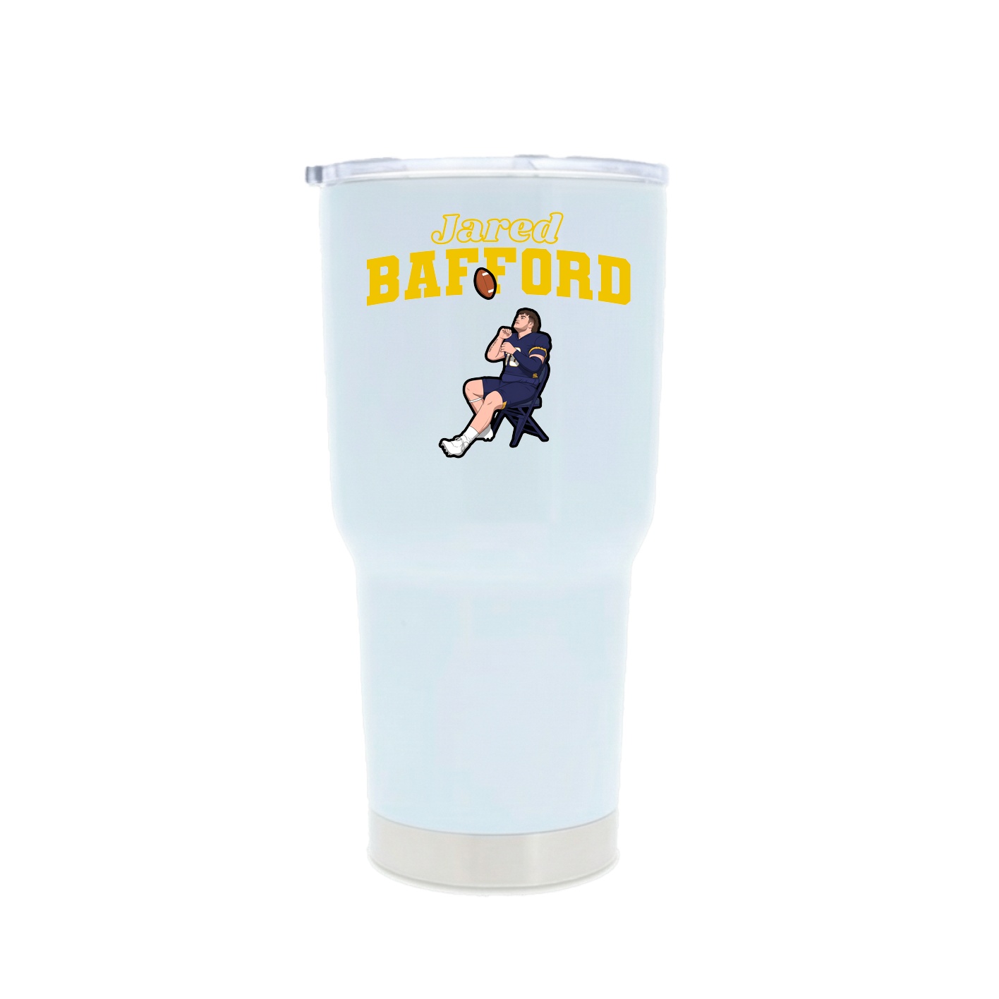 30oz Stainless Steel Tumbler — Name Arch in White