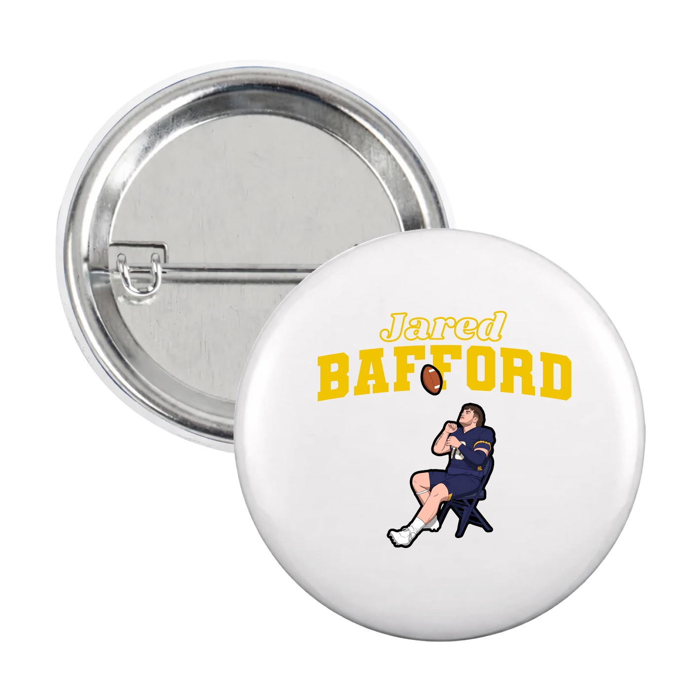 Game Day Button — Name Arch in White
