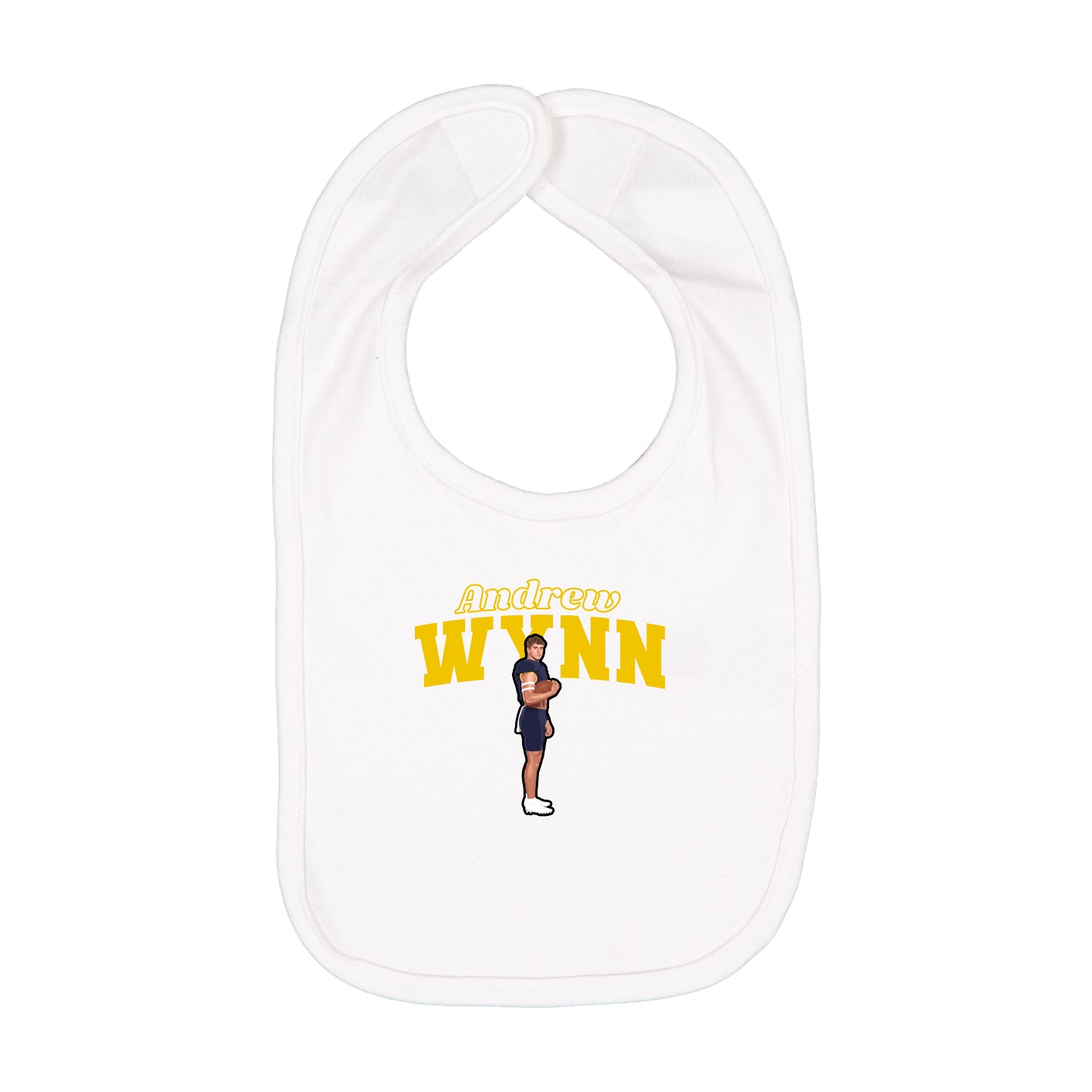 Infant Bib — Name Arch in White
