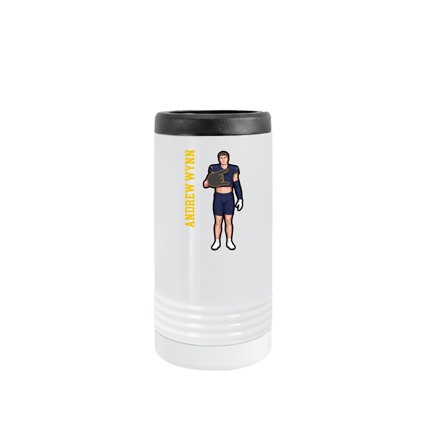 Slim Beverage Holder — Name Vertical in White