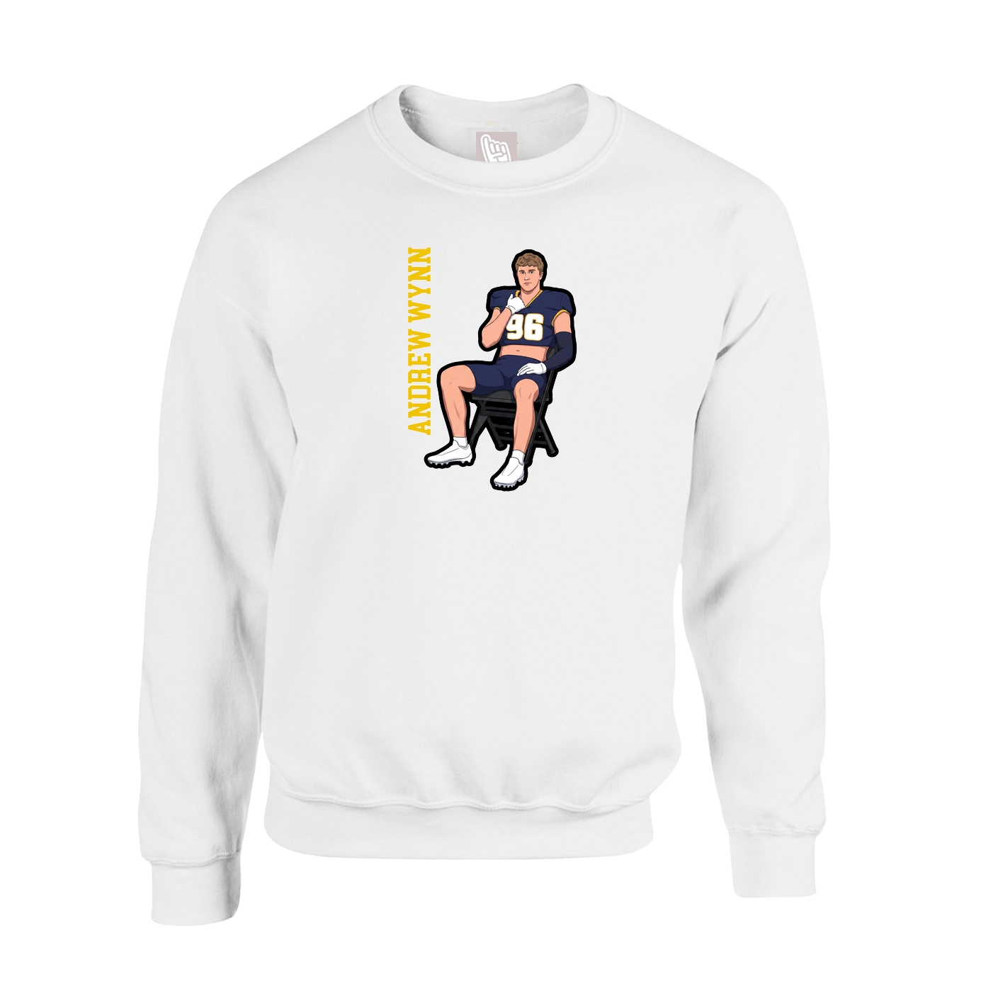 Fleece Crew — Name Vertical in White