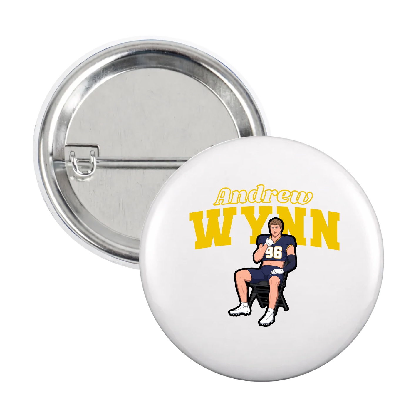 Game Day Button — Name Arch in White